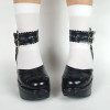 Black 3.1" Heel High Stylish Suede Round Toe Ankle Straps Platform Girls Lolita Shoes