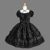 Black Short Sleeves Elegant Round Collar Gothic Lolita Dress