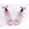 Pink 2.6" Heel High Beautiful Patent Leather Point Toe Bow Platform Women Lolita Shoes
