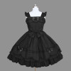 Black Bows Ruffles Elegant Cotton Gothic Lolita Dress