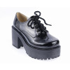Black 3.1" High Heel Classic Polyurethane Round Toe Army Style Platform Girls Lolita Shoes