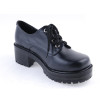 Black 2" High Heel Beautiful Synthetic Leather Round Toe Military Style Platform Girls Lolita Shoes