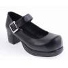 Black 2.9" Heel High Sexy Polyurethane Point Toe Ankle Straps Platform Girls Lolita Shoes
