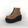 Leopard Brown 3.1" Heel High Special Synthetic Leather Round Toe Ankle Straps Platform Girls Lolita Shoes