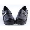 Black 2.2" High Heel Charming Synthetic Leather Buckle Strap Platform Girls Lolita Shoes