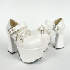 White 4.9" Heel High Gorgeous Suede Round Toe Cross Straps Platform Lady Lolita Shoes