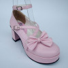Pink 2.5" Heel High Glamorous Suede Round Toe Bow Platform Lady Lolita Shoes