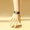 Beautiful Black Leather Button Lady Lolita Wrist Strap