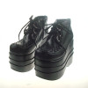 Black 4.7" Heel High Adorable Suede Round Toe Cross Straps Platform Women Lolita Shoes