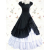 Classic Black & White Cotton Short Sleeves Ruffle Lolita Dress