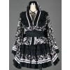 Black And White Long Sleeves Cotton Gothic Lolita Dress