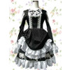 Black & White Satin Victorian Style Gothic Lolita Dress