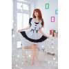Black Lovely Short Sleeves Bow French Maid Uniform