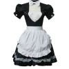 Black Short Sleeves Lace Cotton Cosplay Maid Costume