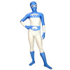 Blue And White Lycra Spandex Unisex Superhero Zentai Suit
