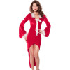 Charming Red Polyester Long Sleeves Women Christmas Costume