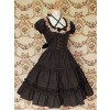 Black Puff Short Sleeves Bow Lace Classic Lolita Dress