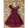 Red Puff Short Sleeves Round Neckline Ruffle Lace Classic Lolita Dress