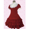 Red and White Short Sleeves Ruffles Classic Lolita Dress