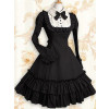 Black Long Sleeves Ruffle Bow Classic Lolita Dress