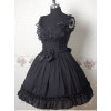 Black Sleeveless V-neck Frills Bow Lolita Dress