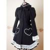 Black and White Long Puff Sleeves Bow Lace Lolita Coat