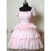 Pink Puff Sleeves Bow Cake Lolita Dress