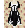 Black Short Sleeves Bow Lace Tie Gothic Lolita Dress With Ruffle