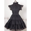 Black Short Sleeves Lace Punk Lolita Dress