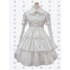 White Long Sleeves Cross-Strap Ruffles Sweet Lolita Dress