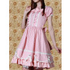 Pink and White Dot Short Sleeves Sweet Lolita Dress