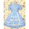 Blue Puff Short Sleeves Lace Ruffles Sweet Lolita Dress