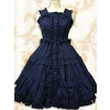 Deep Blue Sleeveless Ruffle Sweet Lolita Dress