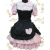 Pink And Black Short Sleeves Lace Ruffles Punk Lolita Dress