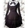 Black and White Long Sleeves Ruffle Classic Bow School Lolita Dress