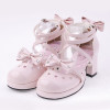 Pink 2.5" Heel High Cute Patent Leather Point Toe Bow Decoration Platform Lady Lolita Shoes