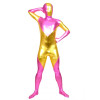 Pink And Yellow Full Body Shiny Metallic Unisex Zentai Suit