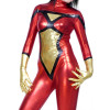 Red And Gold Shiny Metallic Woman Warrior Superhero Zentai Suit