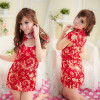 Red Classic Floral Print Chinese Dress Costume