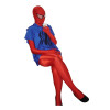 Red Spiderman Lycra Spandex Zentai Suit With Blue T-shirt