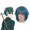 Smoky Blue 32cm Gintama Kawakami Bansai Nylon Cosplay Wig